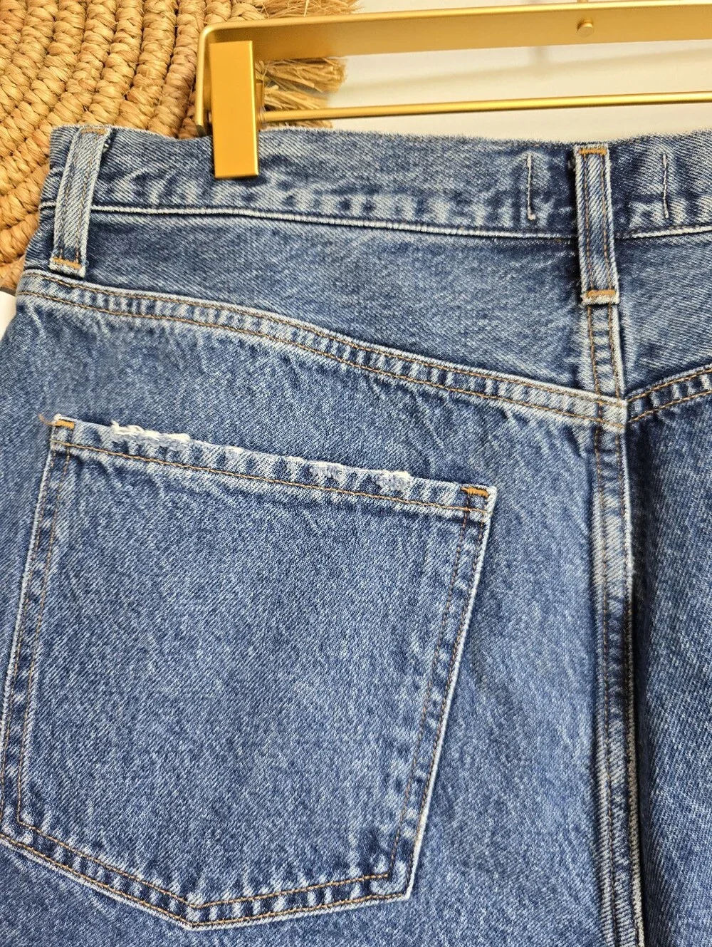 AGOLDE NEW Dee High Rise Rolled Hem Denim Vintage Wash Blue Jean Shorts SZ 31